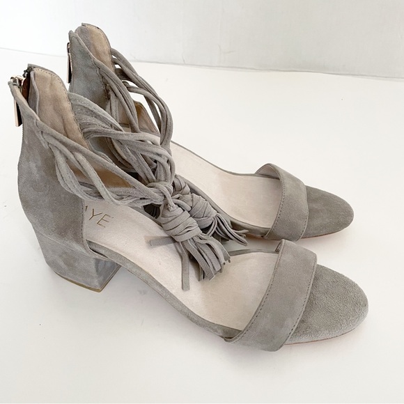 REVOLVE x RAYE Carlie Suede Ankle Wrap Beige Heeled Sandal size 7.5 - Picture 4 of 13